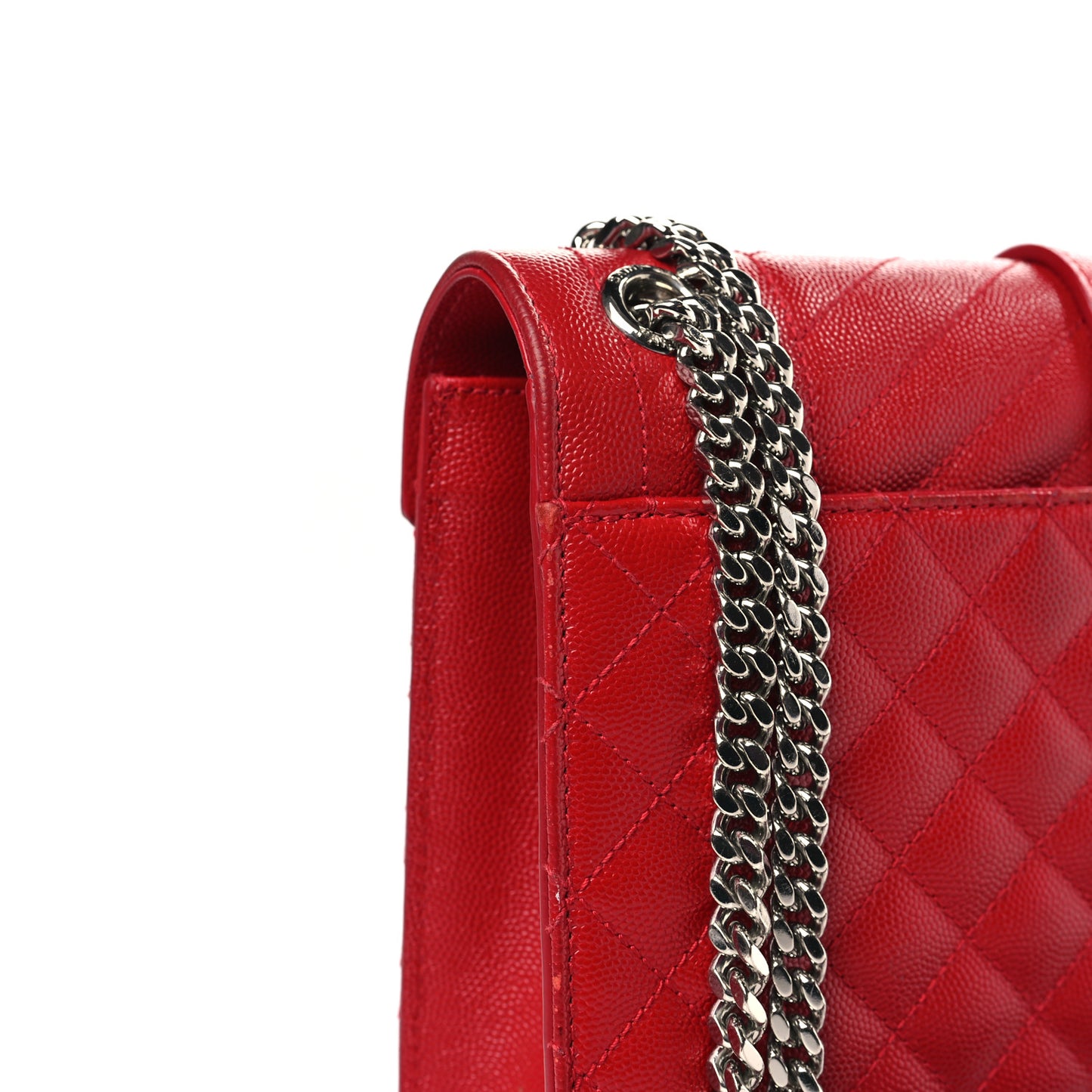 Grain De Poudre Textured Mixed Matelasse Triquilt Medium Monogram Satchel New Red