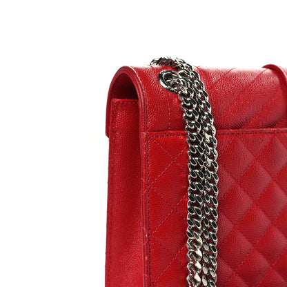 Saint Laurent Grain De Poudre Textured Mixed Matelasse Triquilt Medium Monogram Satchel New Red 10 of 12