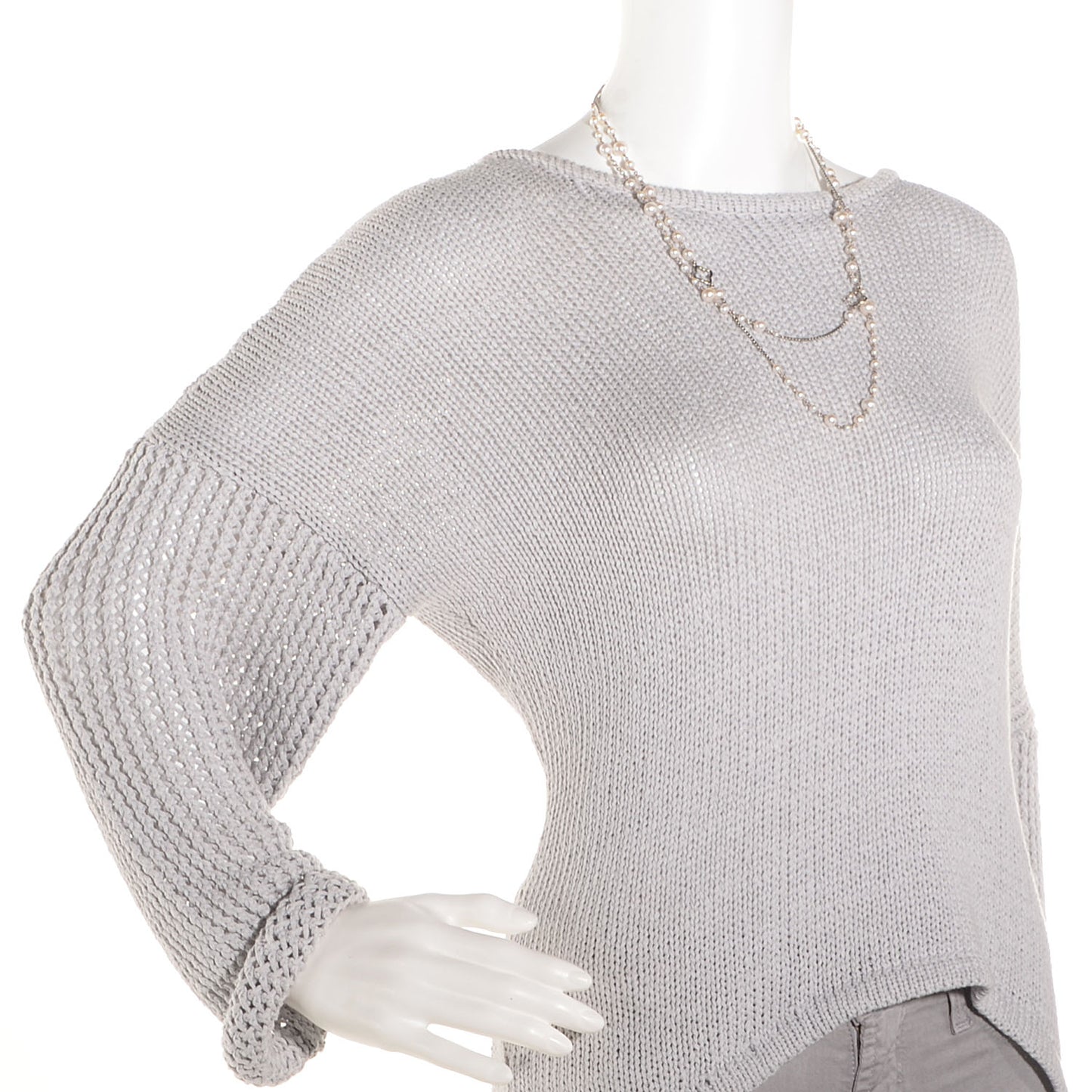 Sterling Silver Quatrefoil Pearl Long Chain Necklace