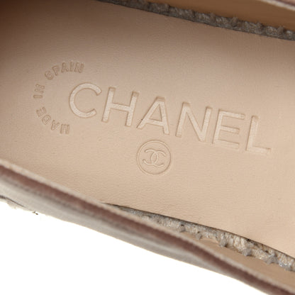 Chanel Velvet Logo Espadrilles 38 Beige Black 7 of 9