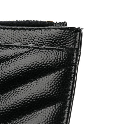 Saint Laurent Grain De Poudre Chevron Monogram Bill Pouch Black 8 of 9
