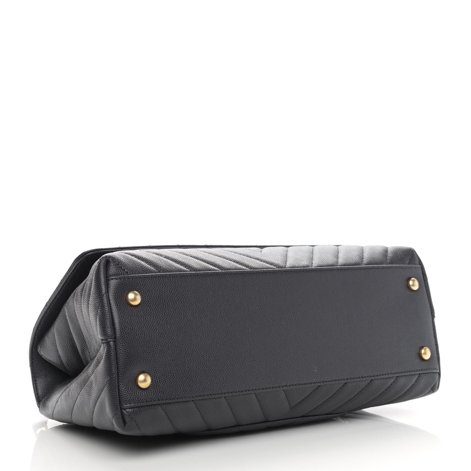 Chanel Caviar Chevron Quilted Small Coco Handle Flap Dark Grey 4 of 9