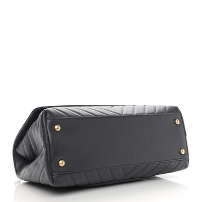 Chanel Caviar Chevron Quilted Small Coco Handle Flap Dark Grey 4 of 9