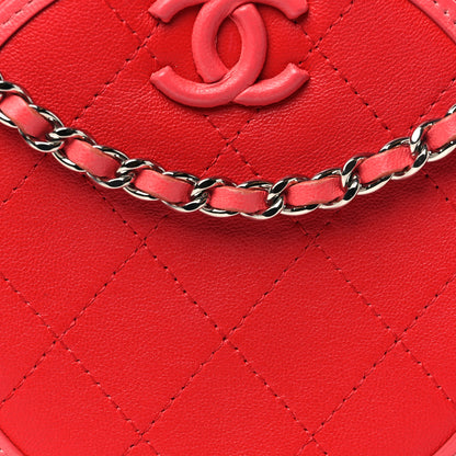 Chanel Calfskin Quilted Bi-Color CC Round Clutch With Chain Pink Red 8 of 11