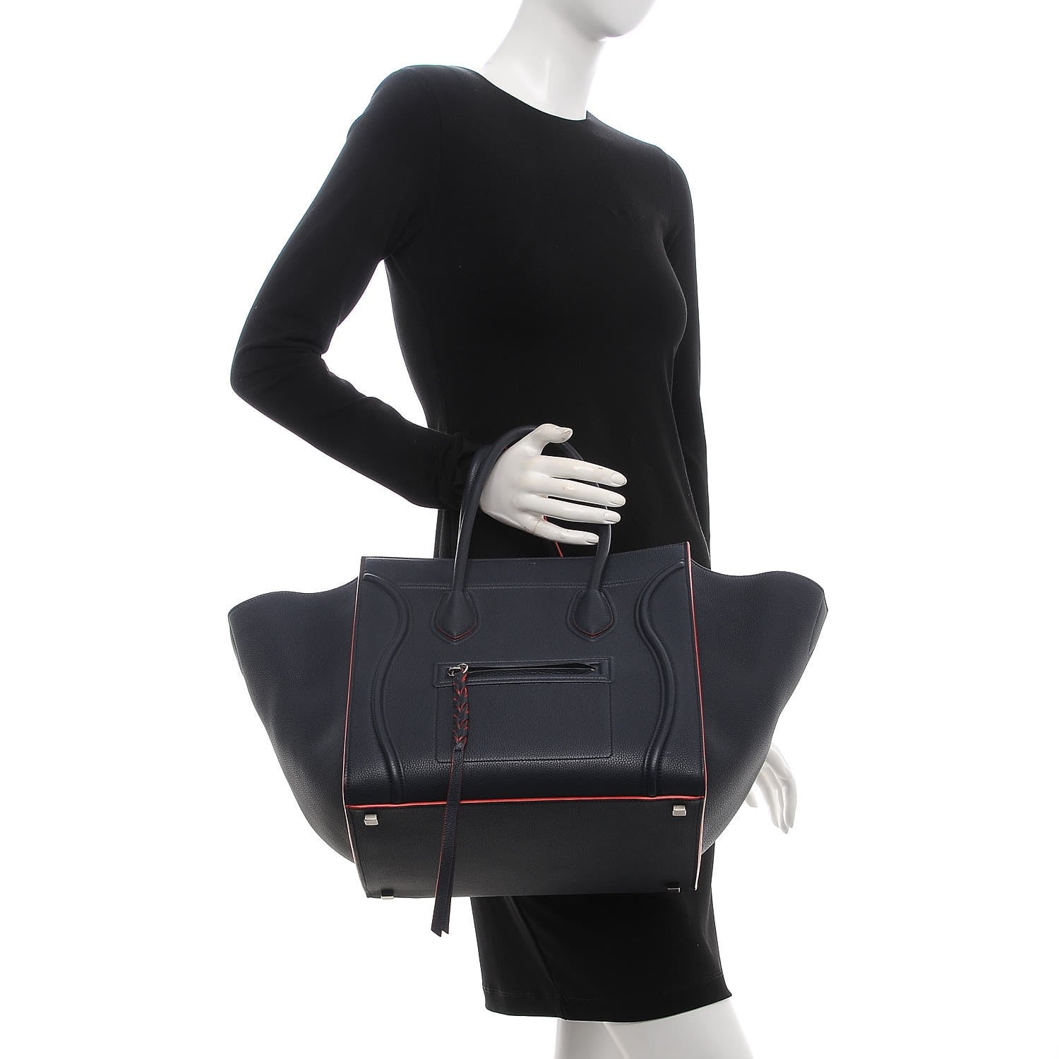 Celine Baby Grained Calfskin Medium Phantom Luggage Navy 2 of 8
