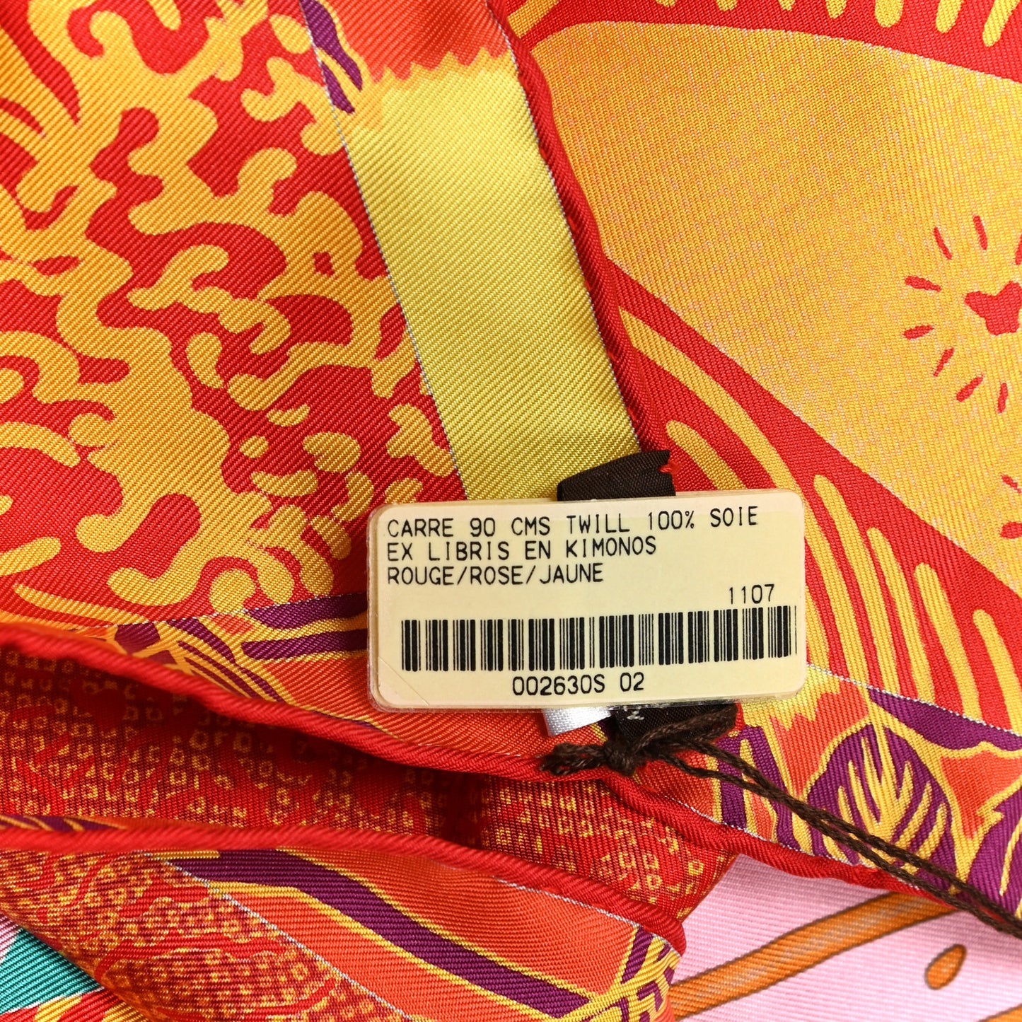Silk Ex Libris En Monogram Kimonos Scarf 90 Rouge Rose Jaune