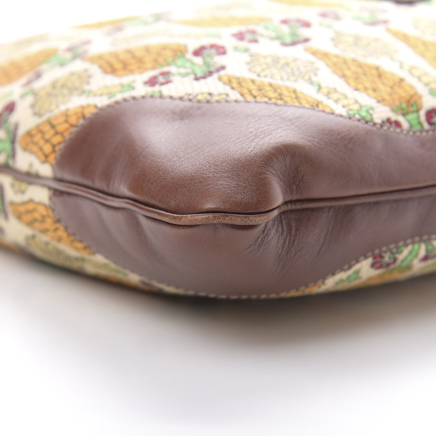 Canvas Pineapple Print Jackie O Bouvier Hobo Brown