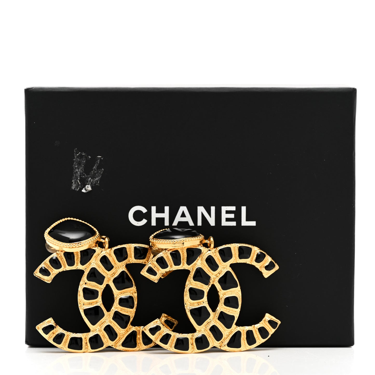Resin Along The Nile CC Clip On Earrings Gold Black