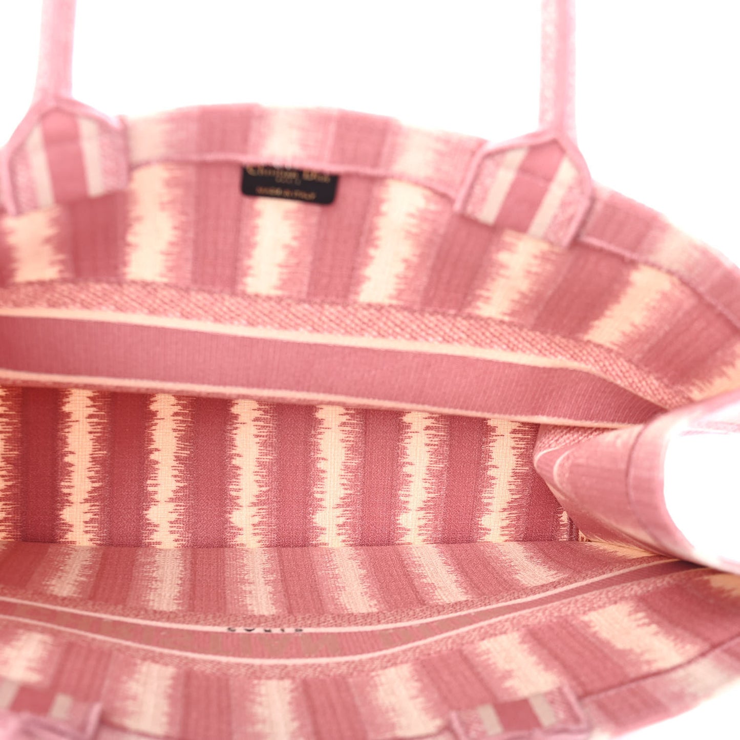 Canvas Embroidered Large Striped Book Tote Pink