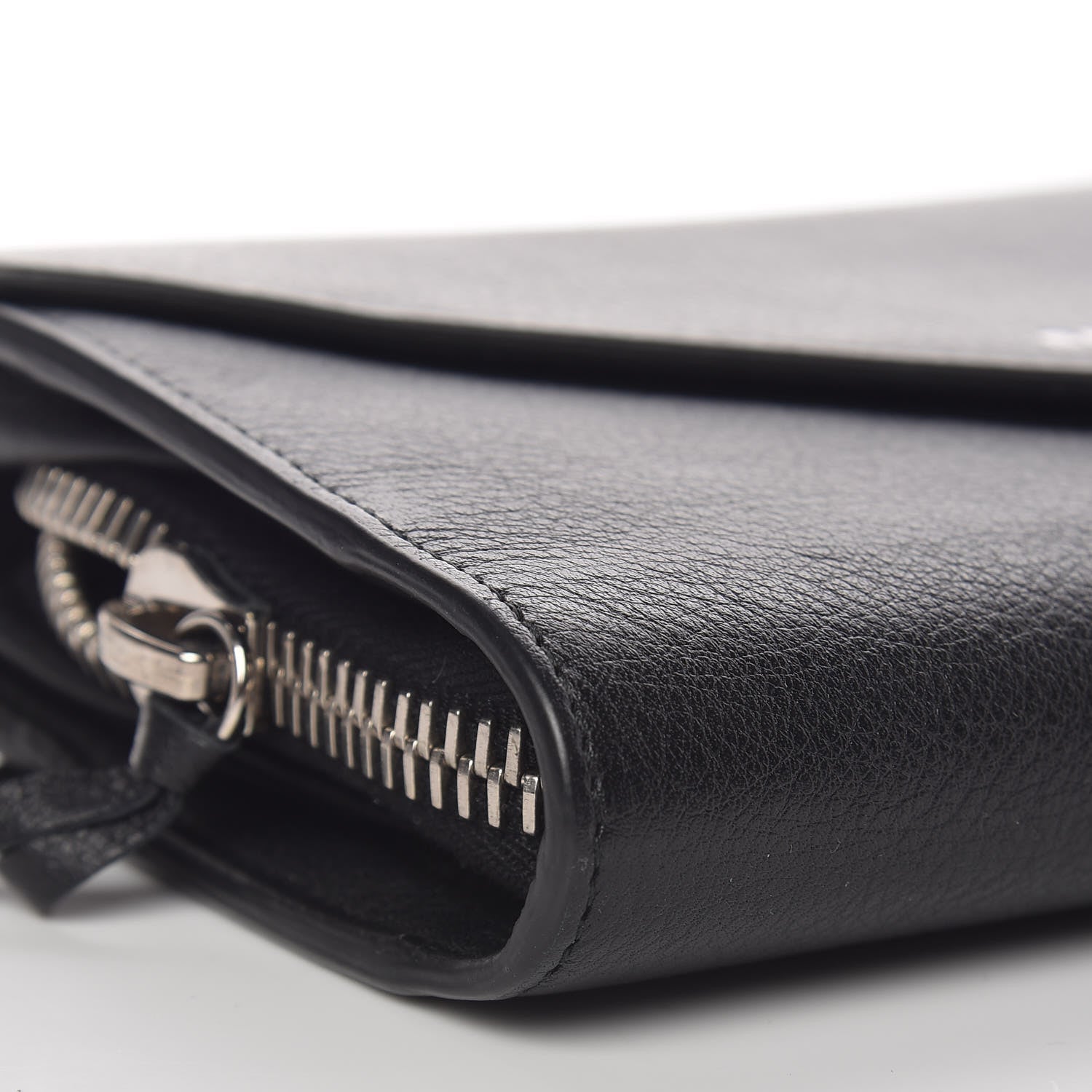 Balenciaga Calfskin Papier Money Zip Around Wallet Black 9 of 10