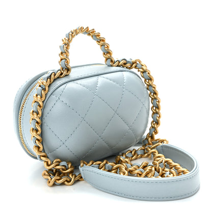 Chanel Lambskin Quilted CC Bubble Vanity Case With Chain Light Blue 3 of 10