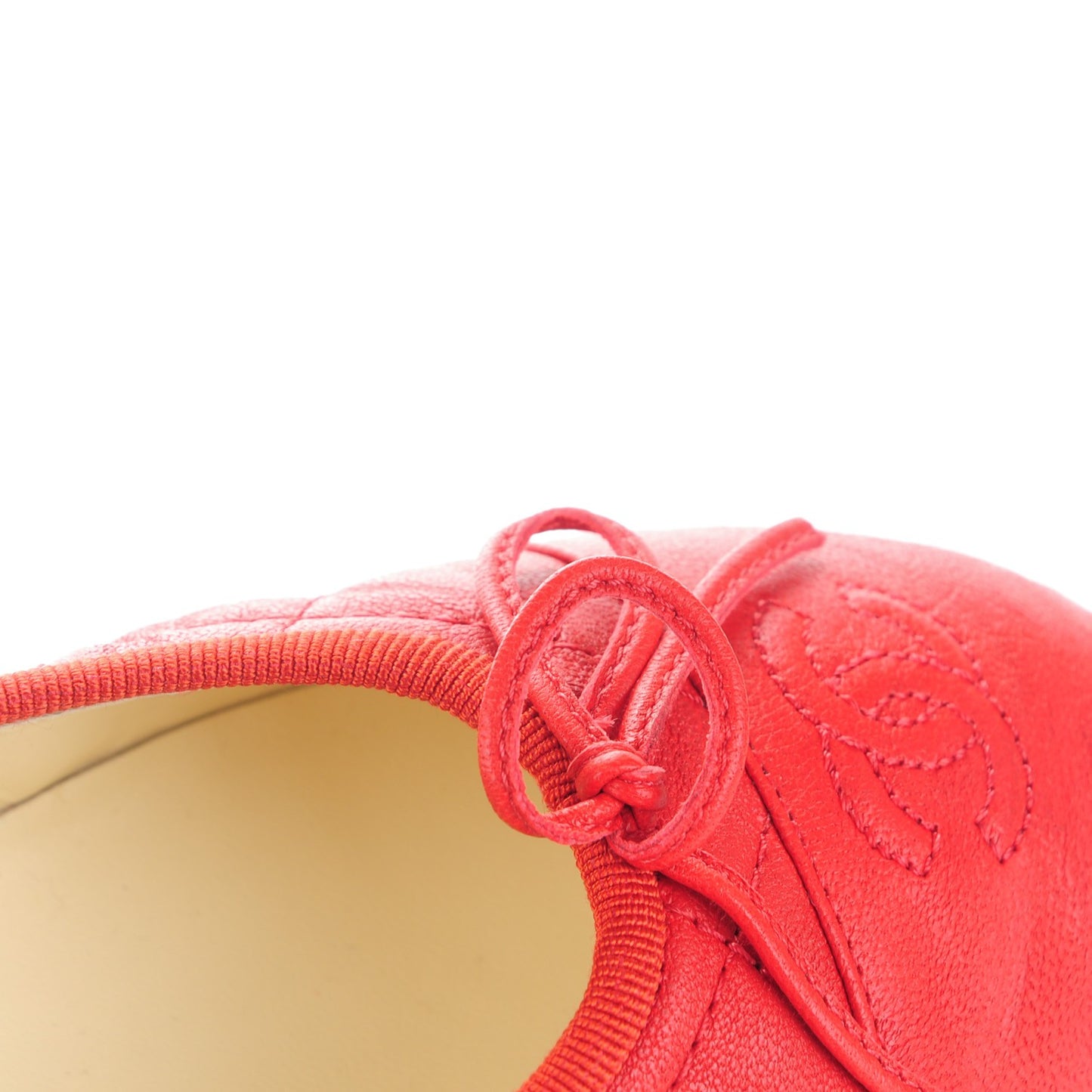 Lambskin Quilted CC Ballerina Flats 40.5 Red