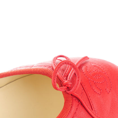 Chanel Lambskin Quilted CC Ballerina Flats 40.5 Red 5 of 8