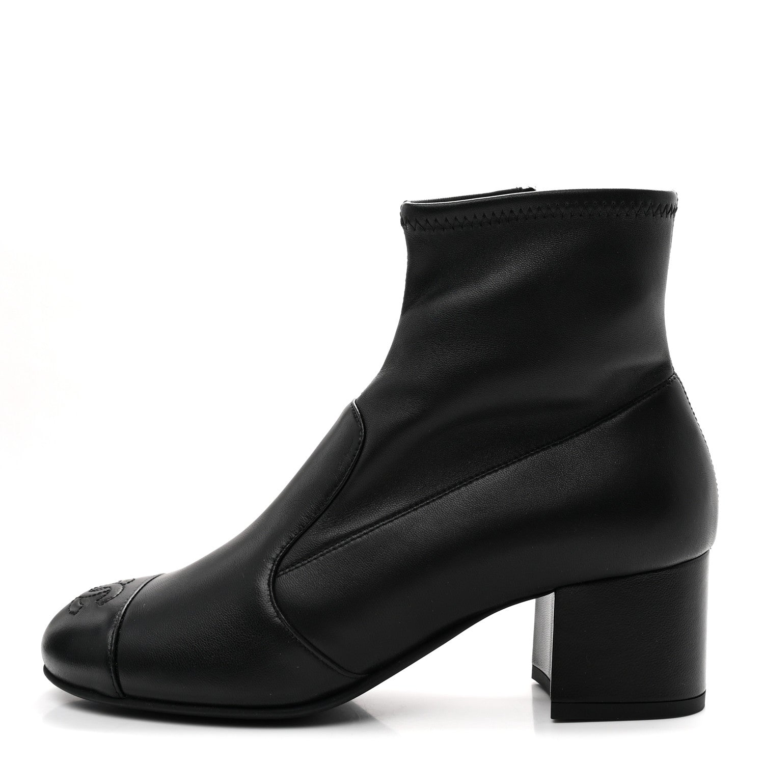 Chanel Stretch Lambskin Cap Toe CC Short Boots 37.5 Black 1 of 10