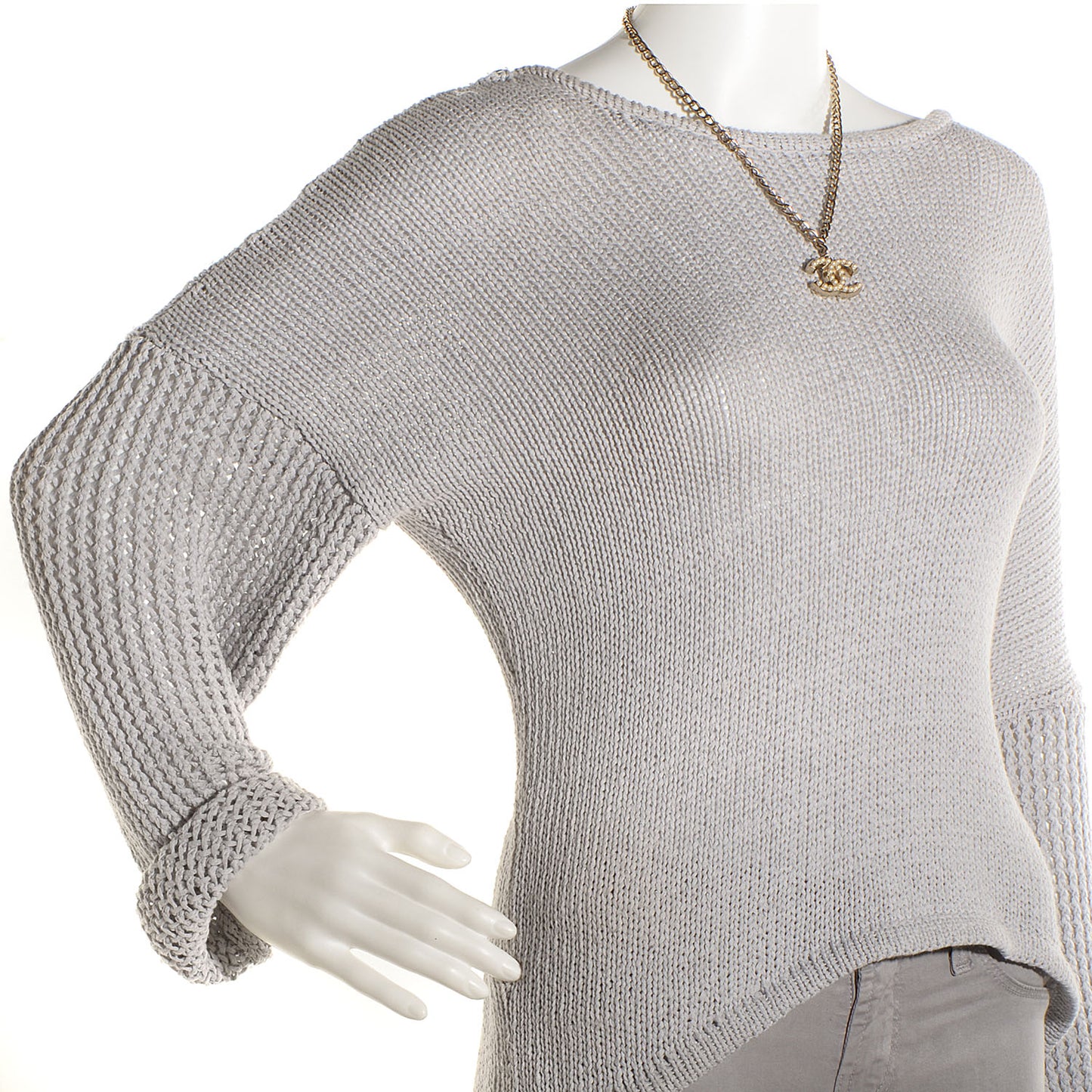 Pearl CC Pendant Necklace Brushed Gold