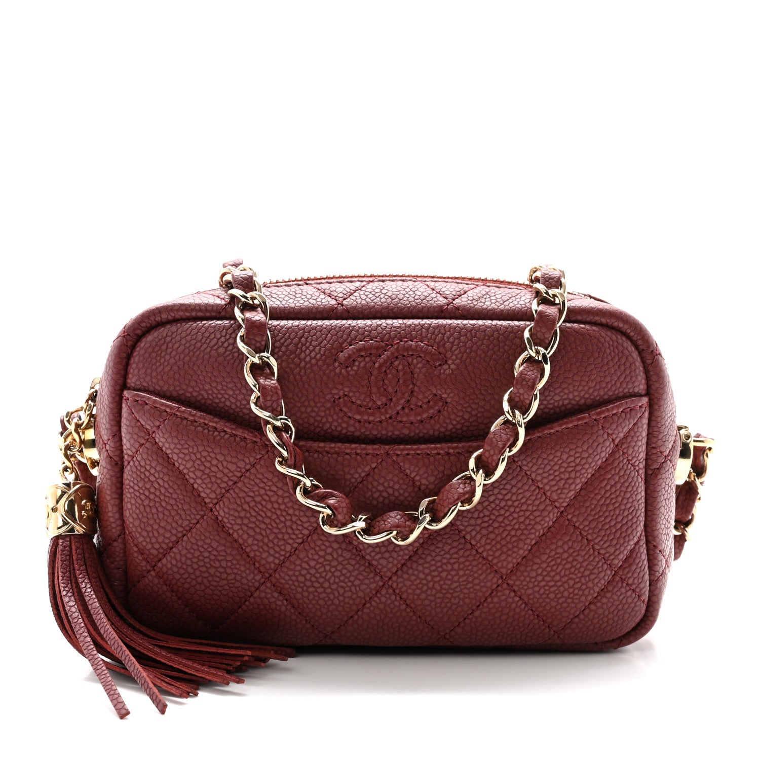 Chanel Caviar Quilted Mini Coco Tassel Camera Case Burgundy 1 of 9
