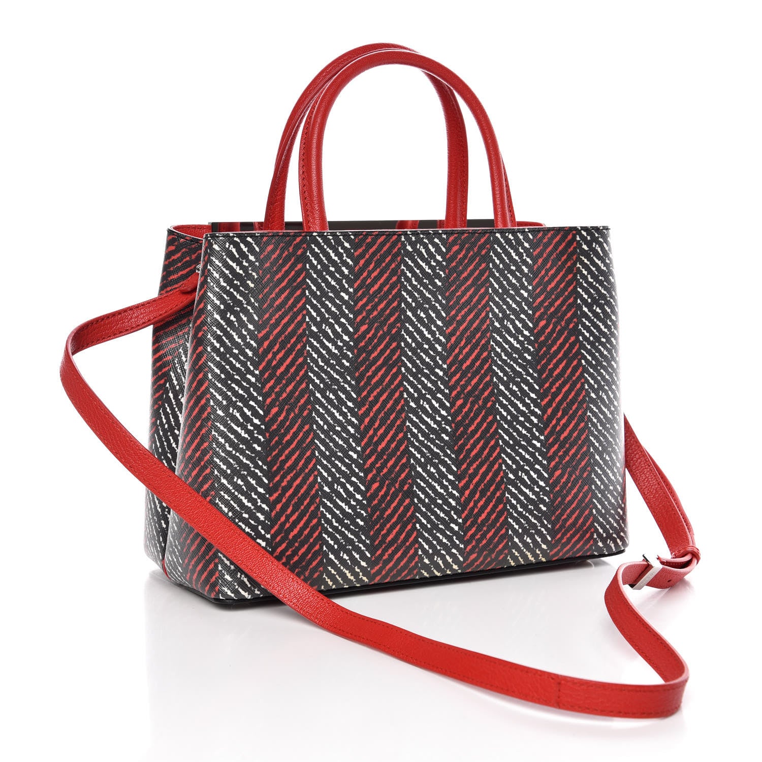 Fendi Vitello Elite Petite 2Jours Tote Papavero Rosso 4 of 9