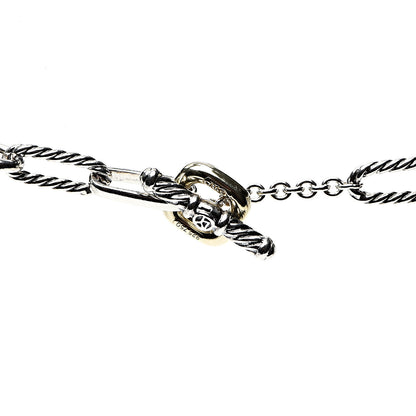 David Yurman Sterling Silver 18K Yellow Gold Figaro Chain Link Necklace 3 of 4