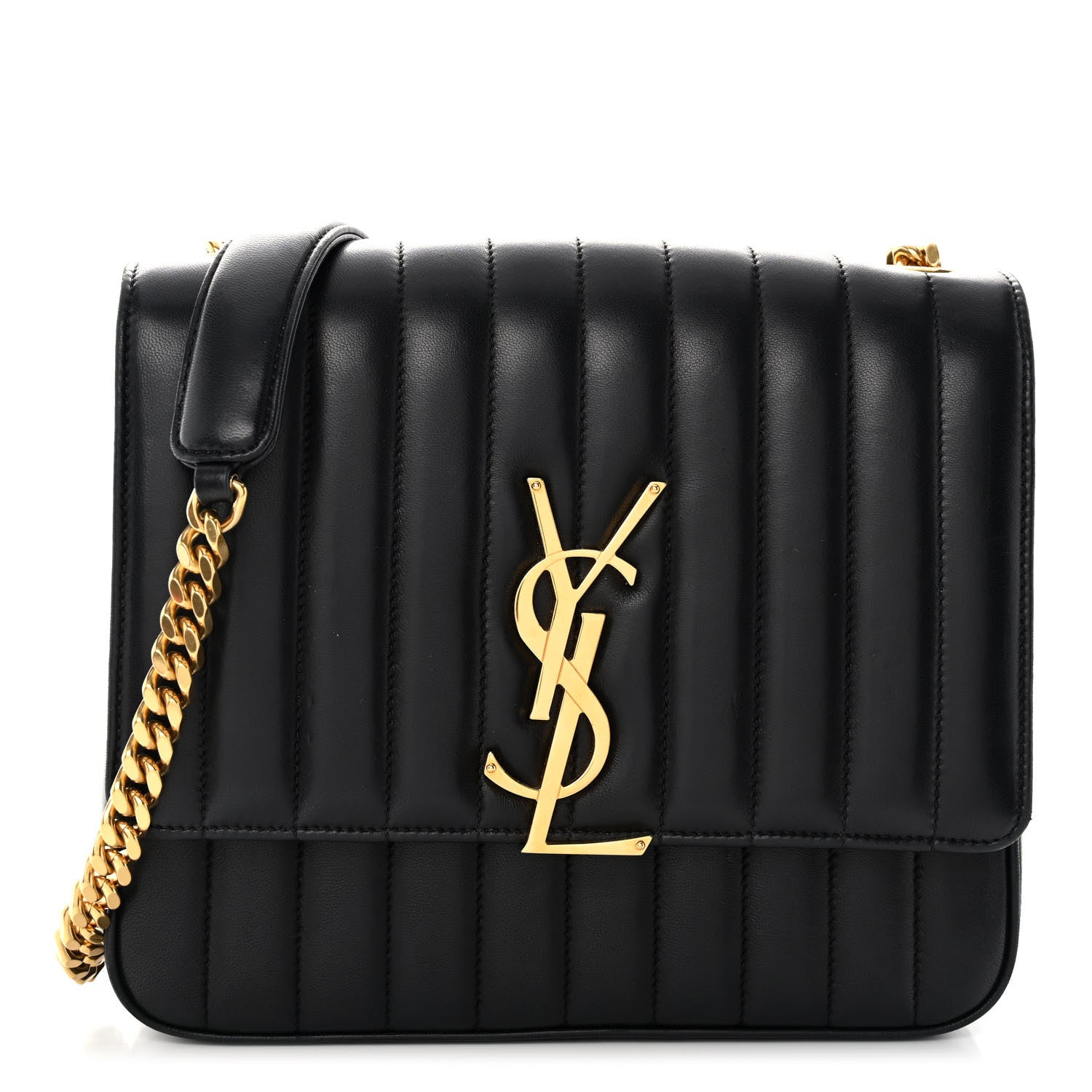Saint Laurent Lambskin Matelasse Monogram Large Vicky Chain Bag Black 1 of 10