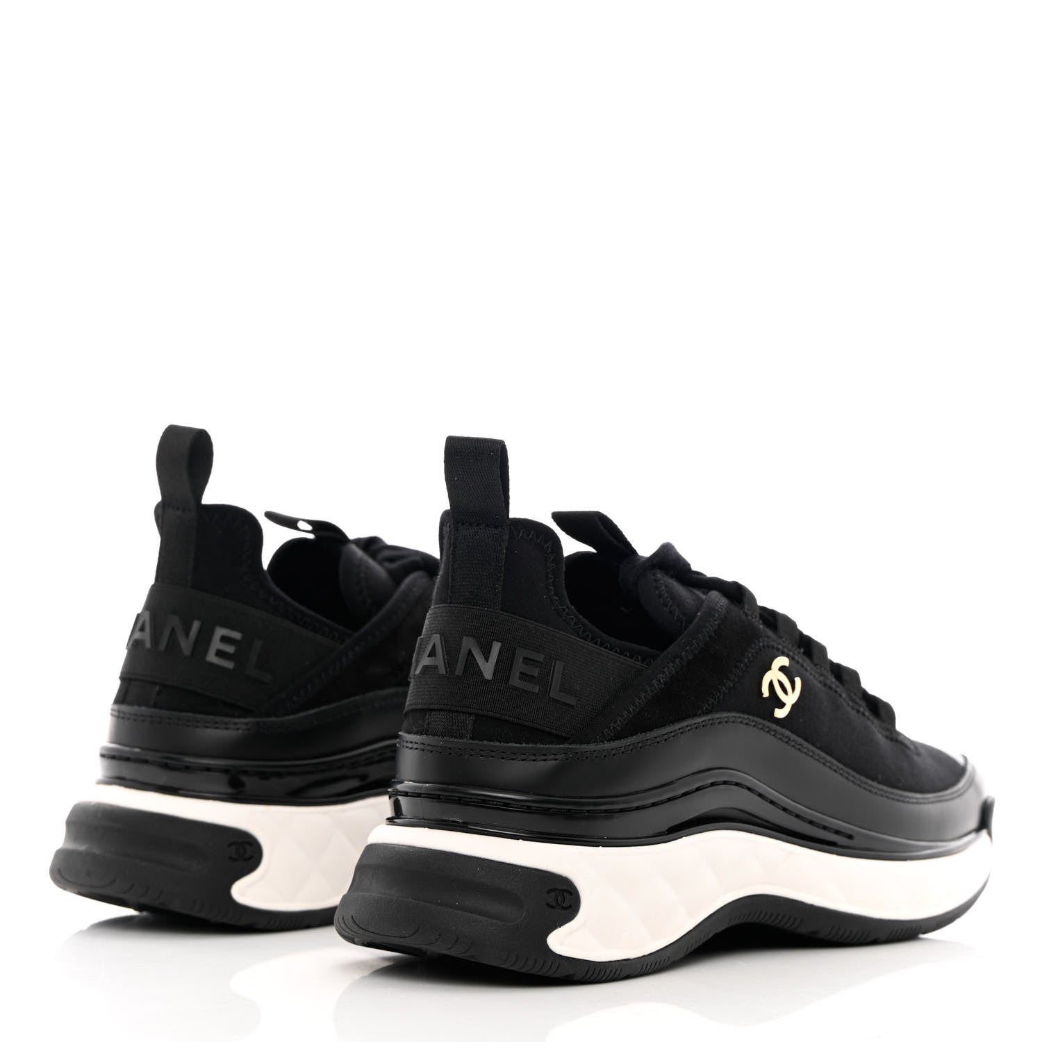 Chanel Velvet Calfskin Mixed Fibers CC Sneakers 36 Black 4 of 11