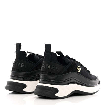 Chanel Velvet Calfskin Mixed Fibers CC Sneakers 36 Black 4 of 11