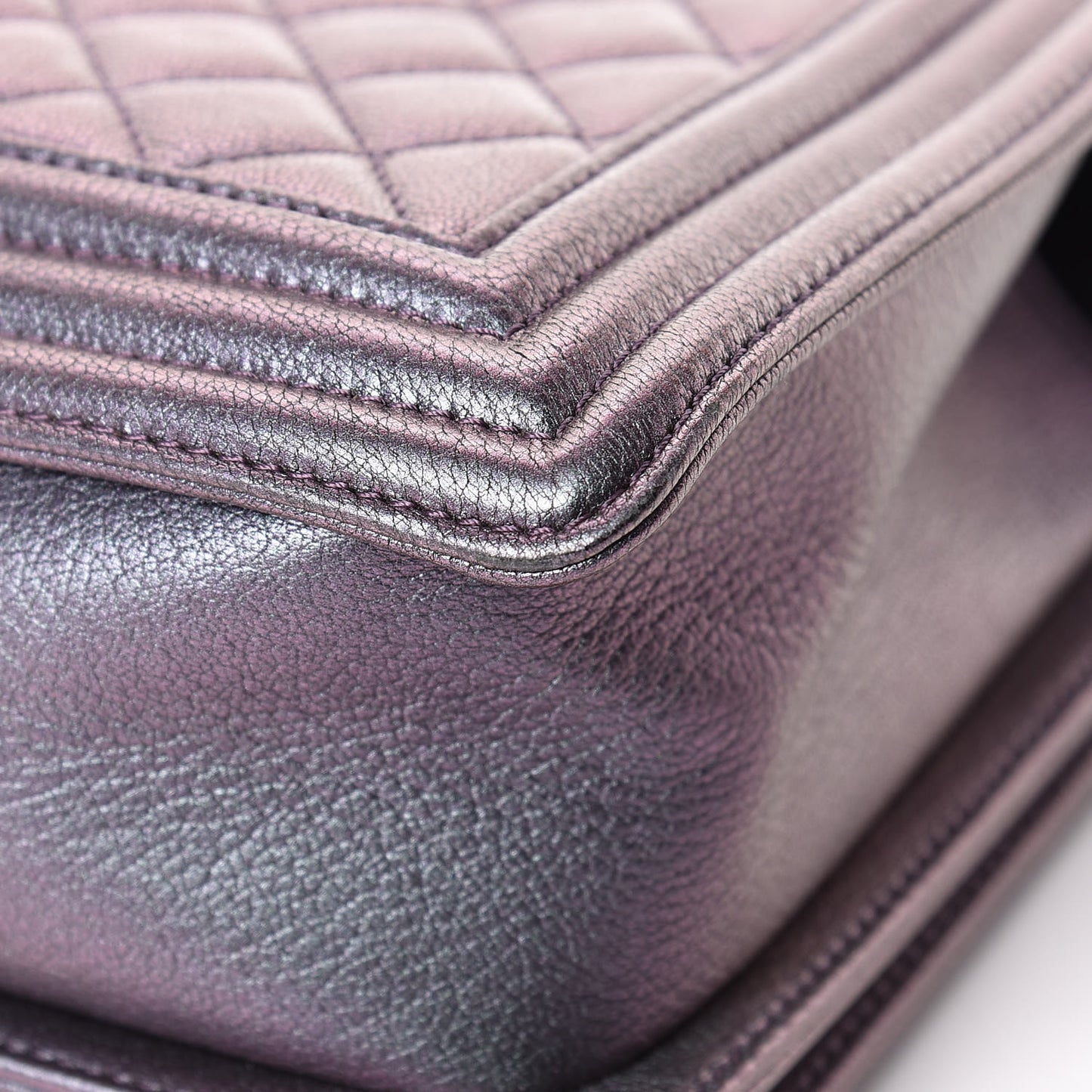 Iridescent Goatskin Quilted New Medium Boy Flap Purple