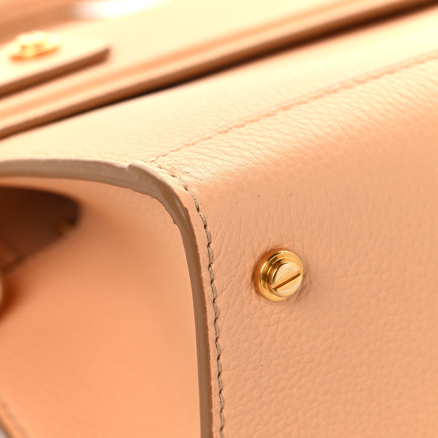 Grained Calfskin Mini Horizon Satchel Beige