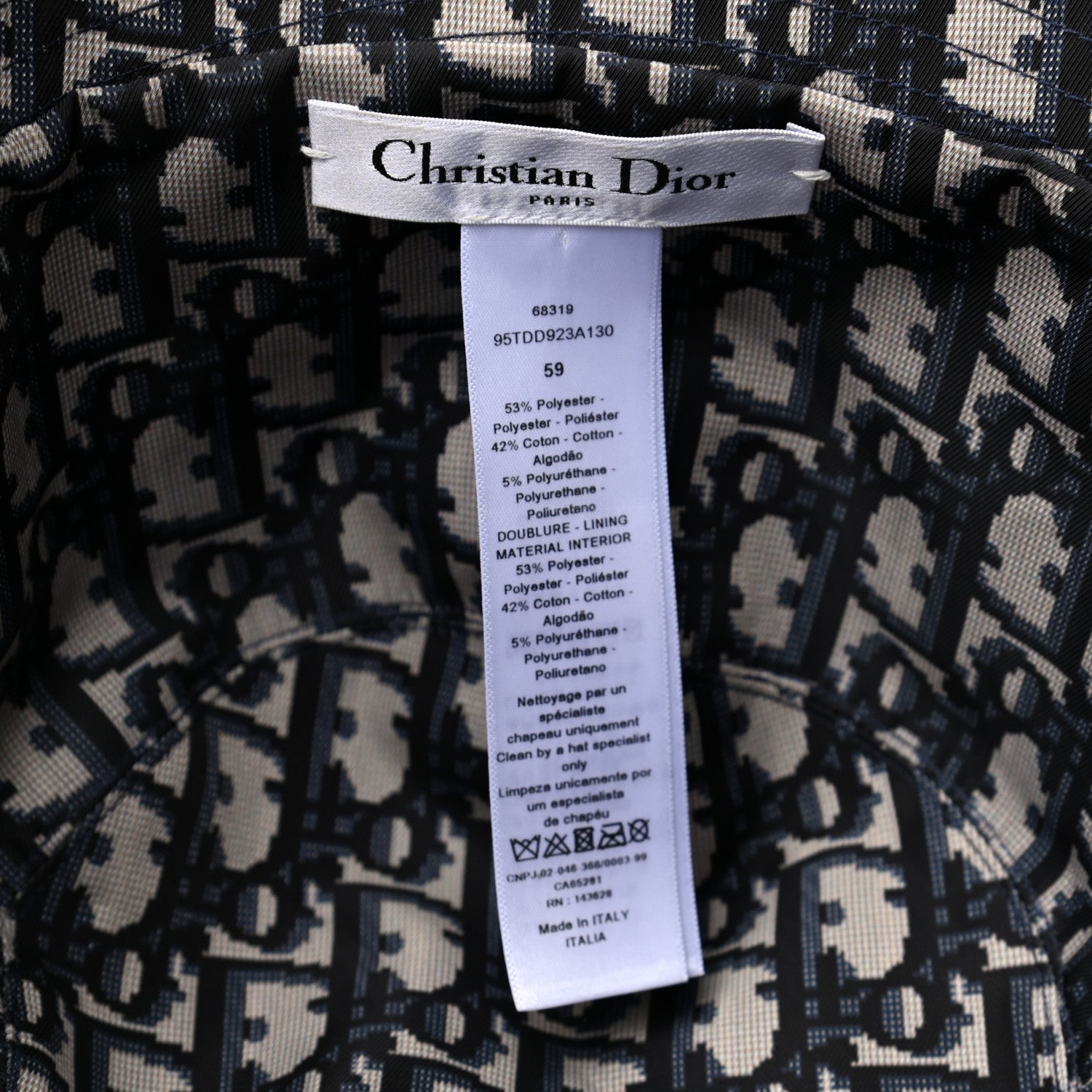 Christian Dior Oblique Reversible Teddy-D Brim Bucket Hat 59 Blue 8 of 8