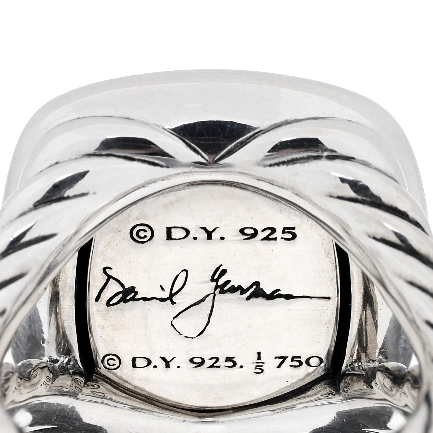 David Yurman Sterling Silver 18K Yellow Gold Diamond 14mm Albion Statement Ring 54 7 4 of 4