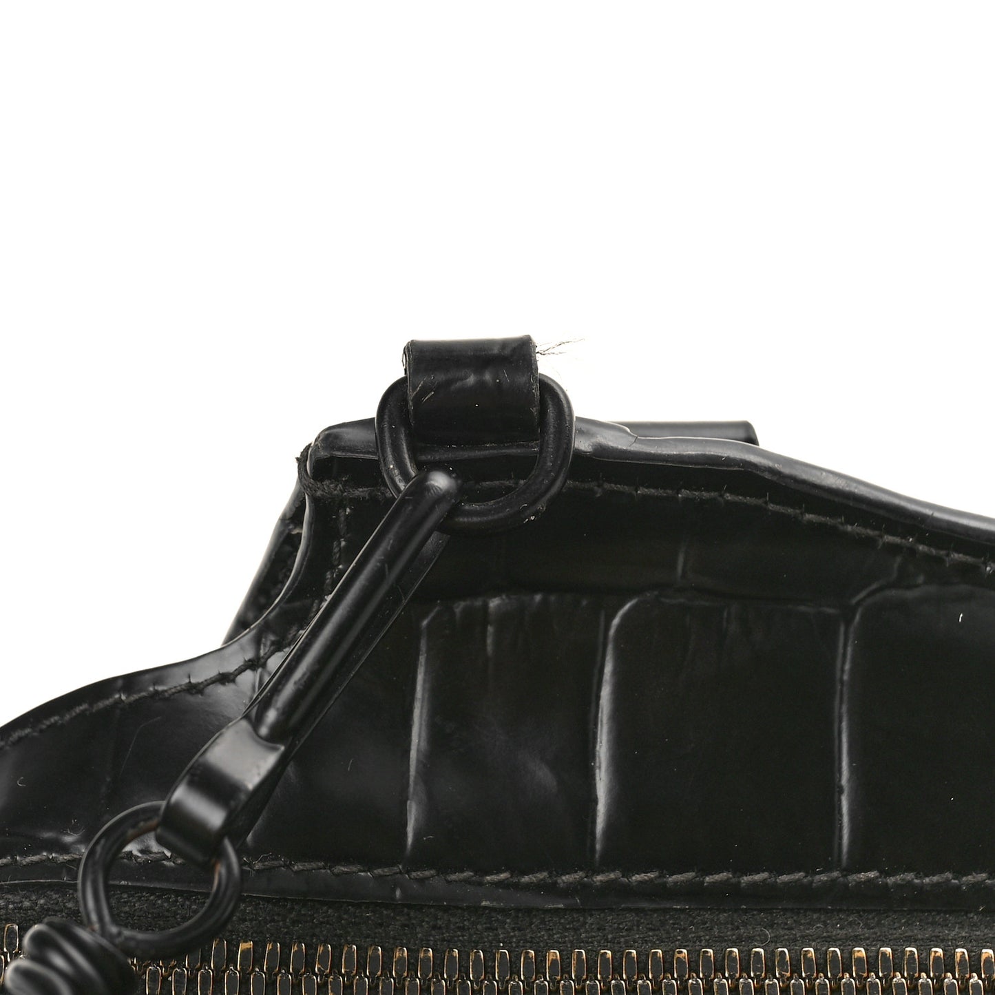 Semi Shiny Calfskin Crocodile Embossed Neo Classic Black Hardware Mini City Black