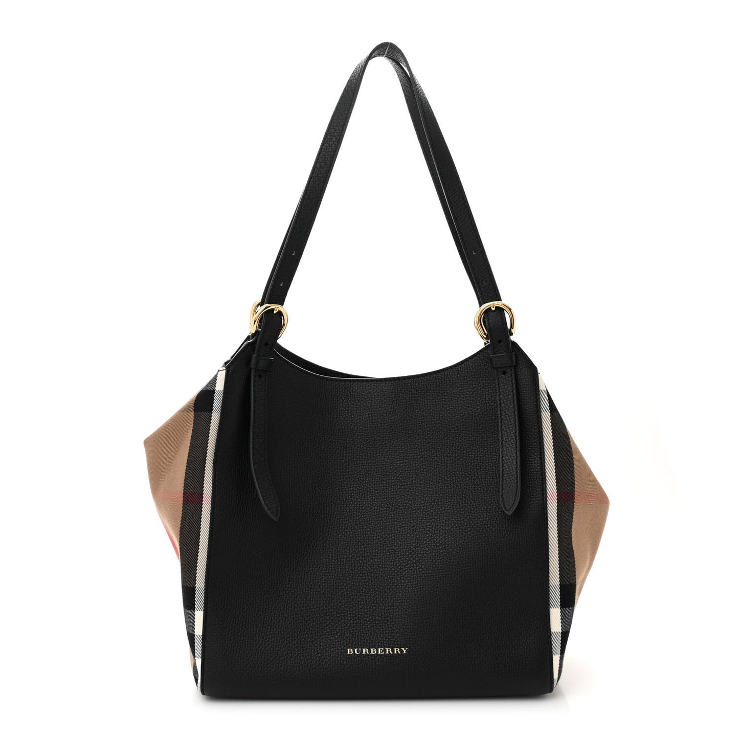 Grainy Calfskin House Check Small Canterbury Black