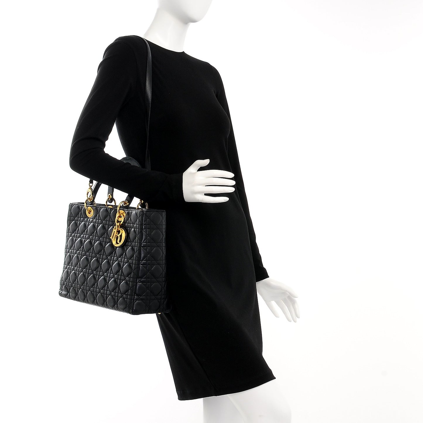 Lambskin Cannage Large Lady Dior Black
