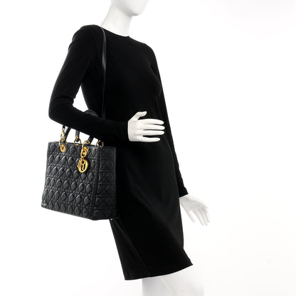 Christian Dior Lambskin Cannage Large Lady Dior Black 2 of 10