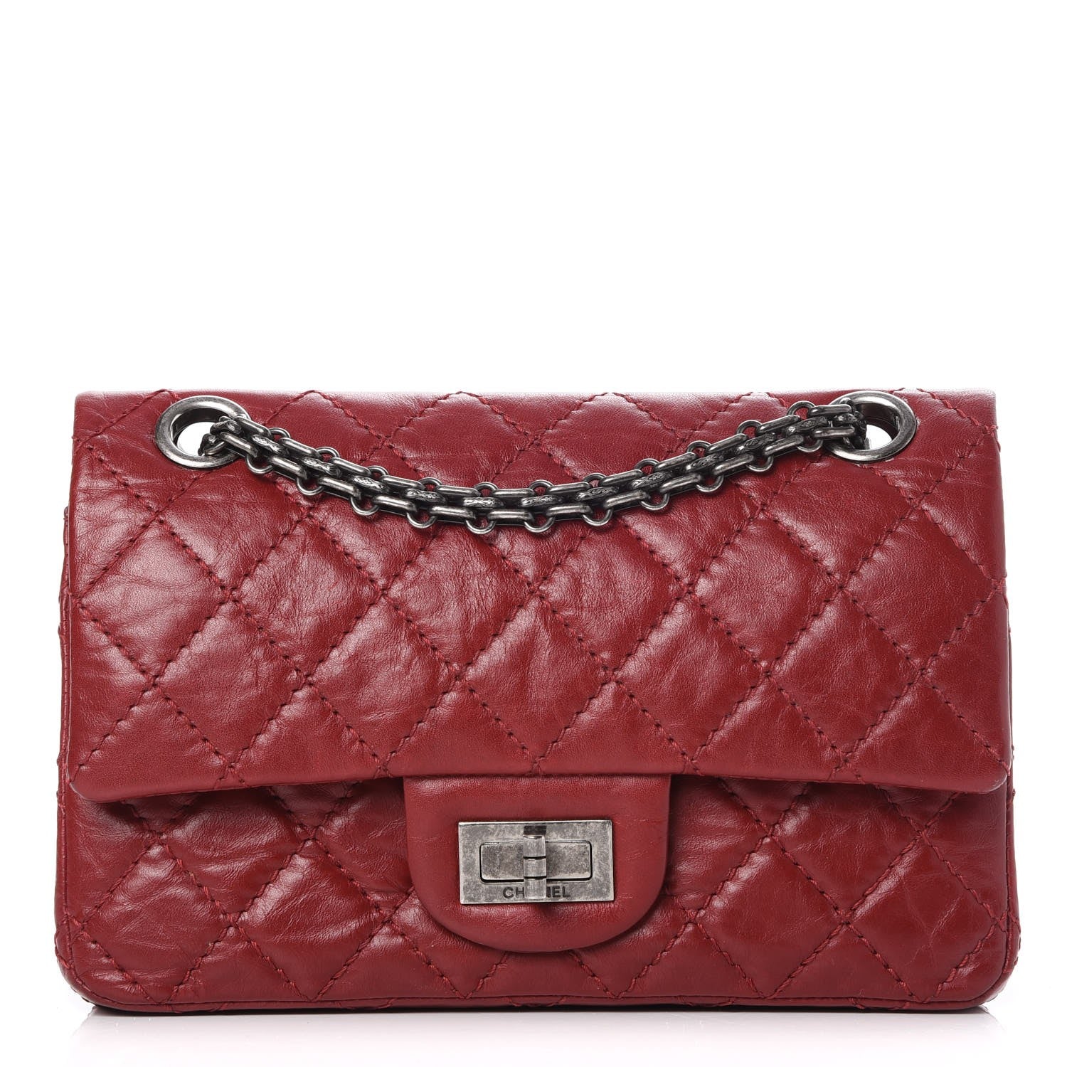 Chanel Aged Calfskin Quilted 2.55 Reissue 224 Flap Red 1 of 7