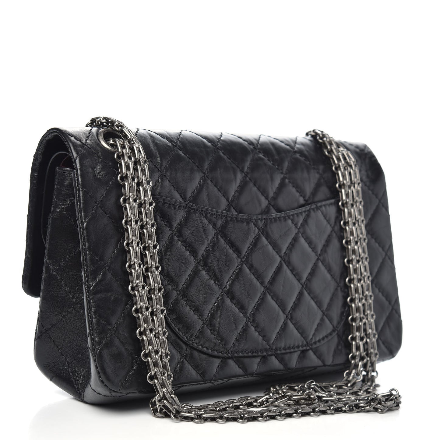 Aged Calfskin Quilted 2.55 Reissue 225 Flap Black