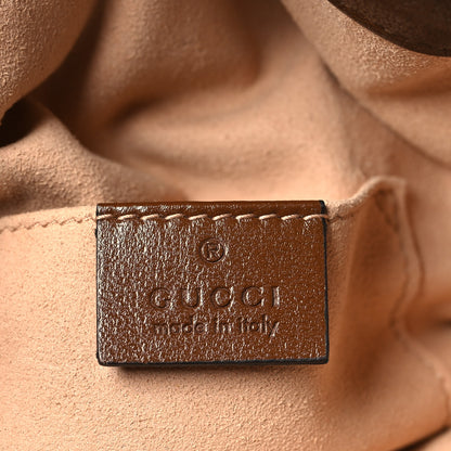 Gucci Monogram Textured Calfskin Horsebit 1955 Drawstring Bucket Bag Beige Brown Sugar 6 of 10