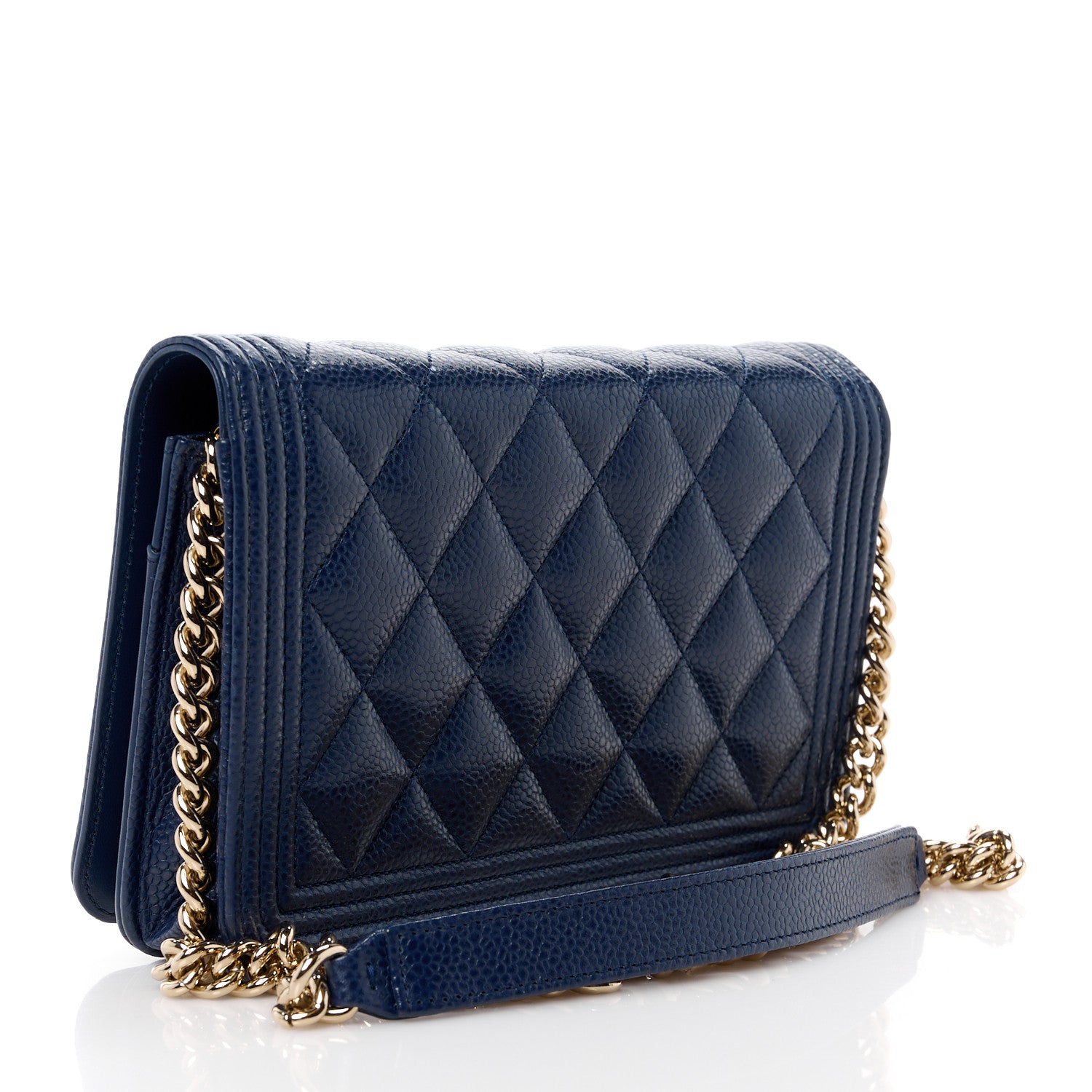 Chanel Caviar Quilted Boy Wallet On Chain WOC Navy 3 of 12