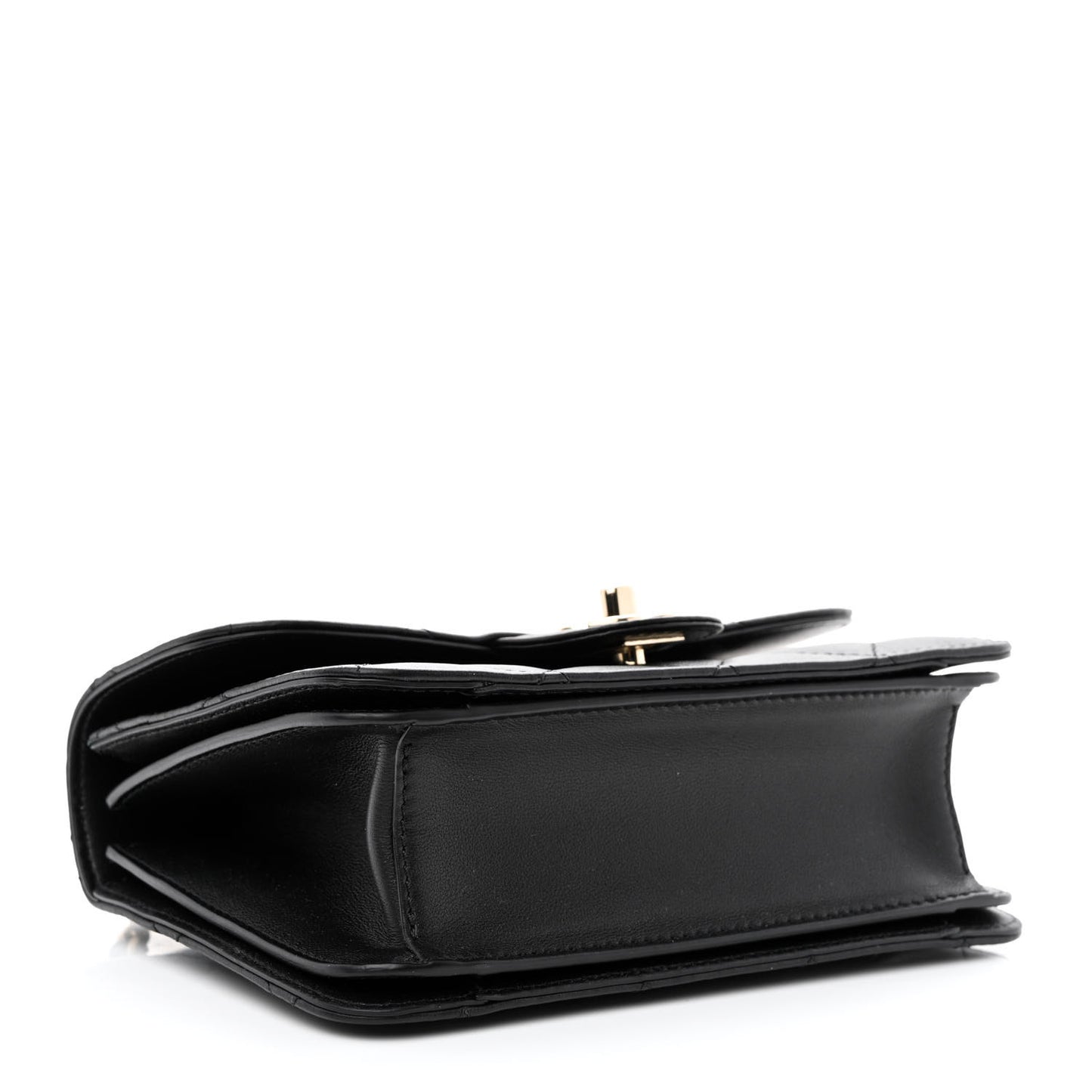 Calfskin Quilted Small Top Handle Flap Black