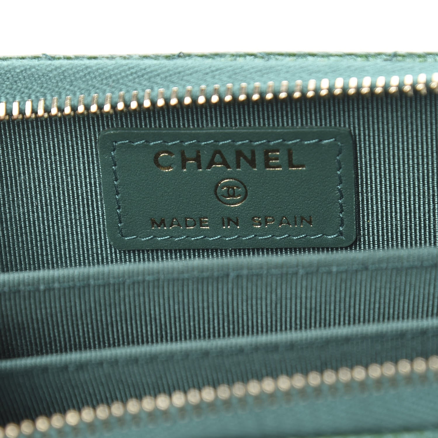 Chanel Metallic Caviar Quilted Zip Coin Purse Green 6 of 8
