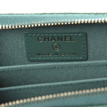 Chanel Metallic Caviar Quilted Zip Coin Purse Green 6 of 8