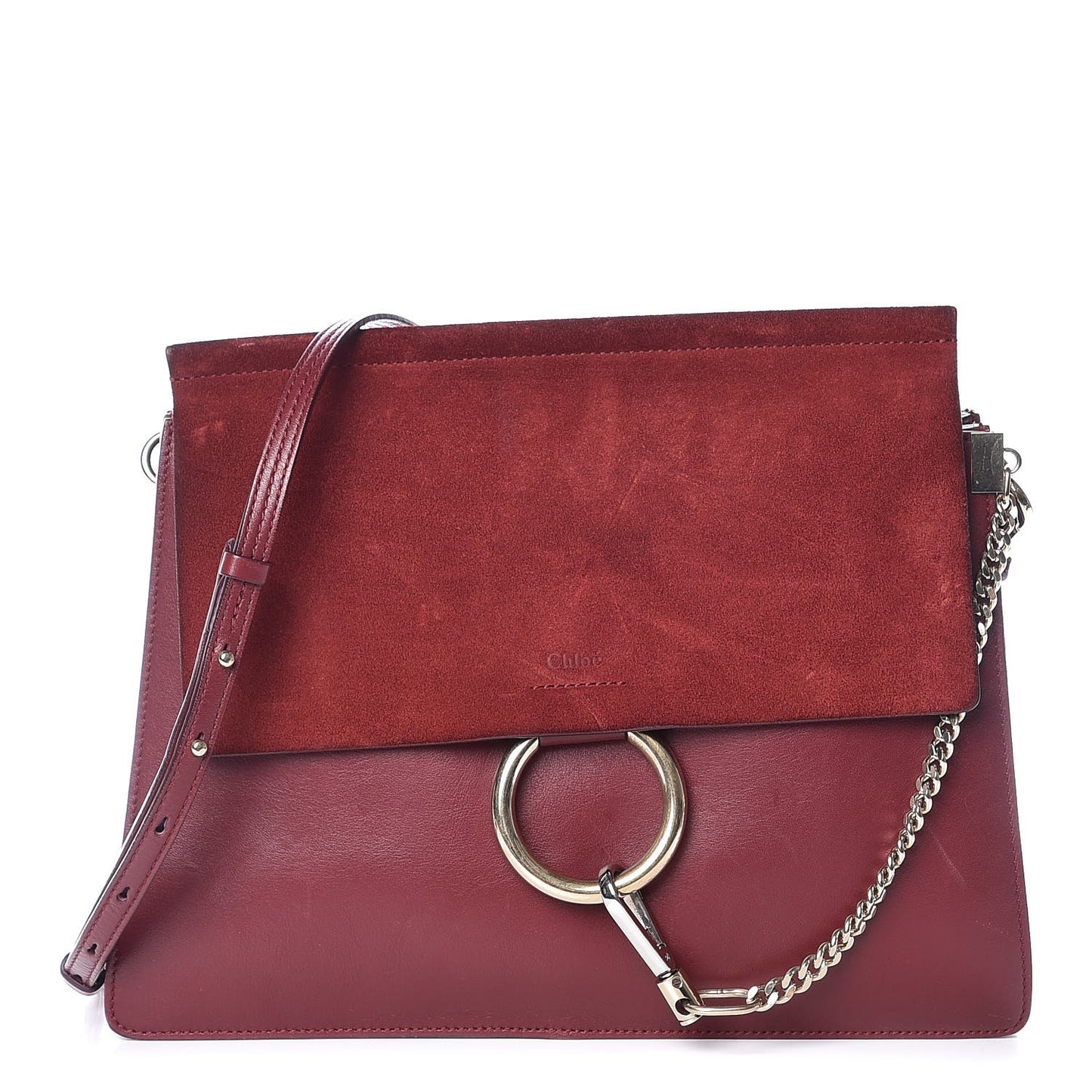 Calfskin Suede Medium Faye Shoulder Bag Plum Purple