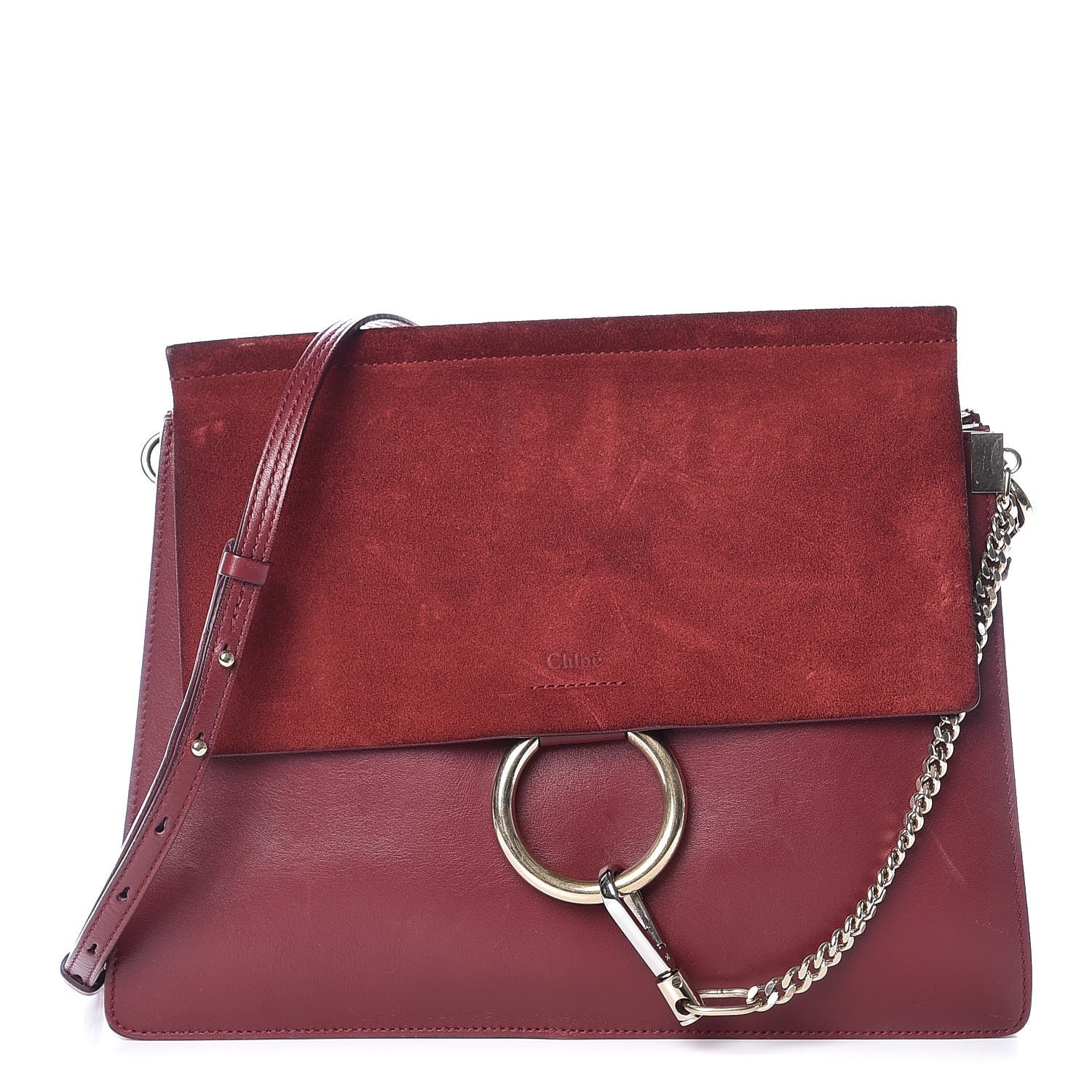 Chloe Calfskin Suede Medium Faye Shoulder Bag Plum Purple 1 of 8