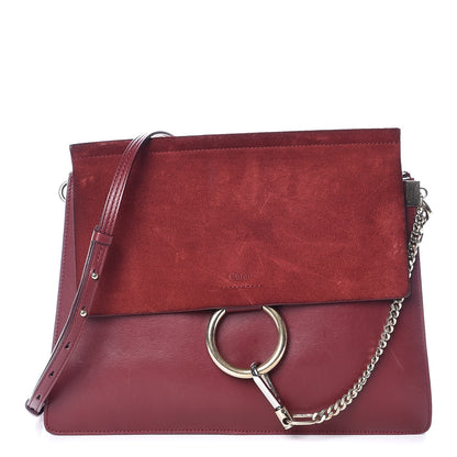 Chloe Calfskin Suede Medium Faye Shoulder Bag Plum Purple 1 of 8