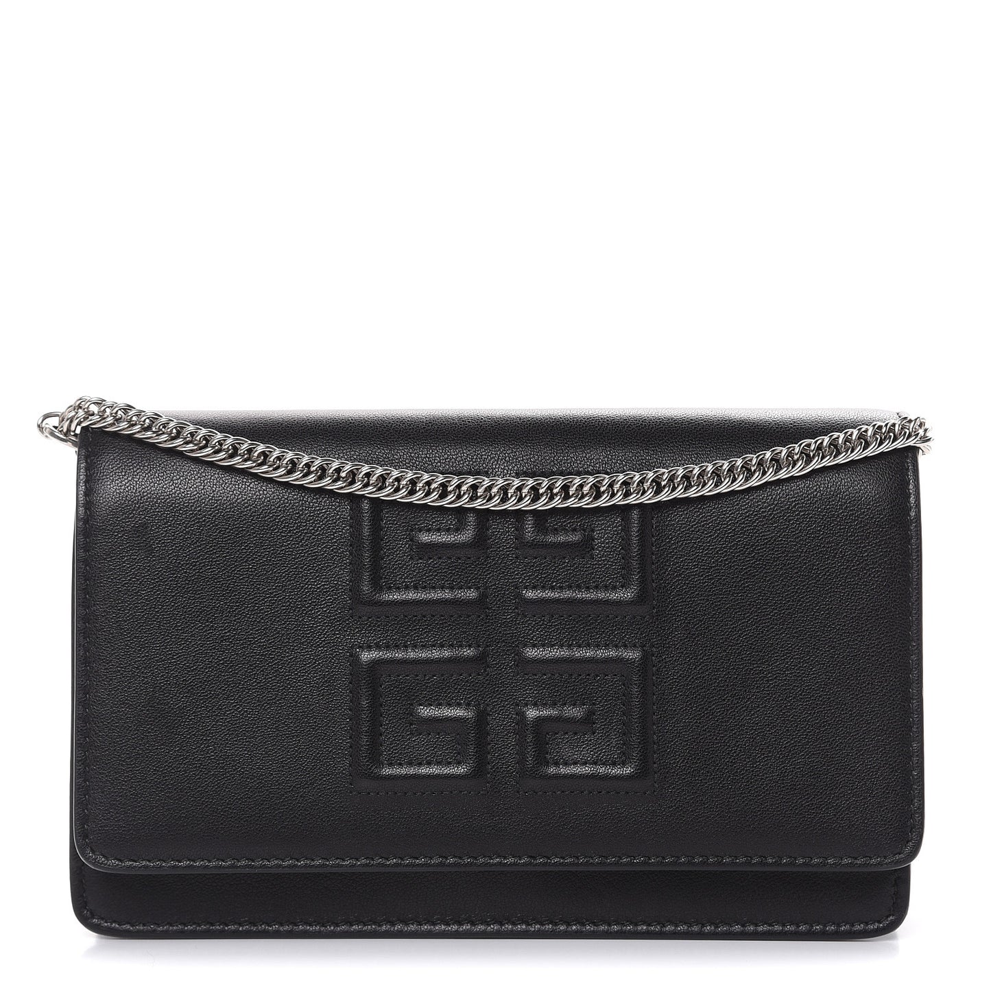 Lambskin Emblem Chain Wallet Black