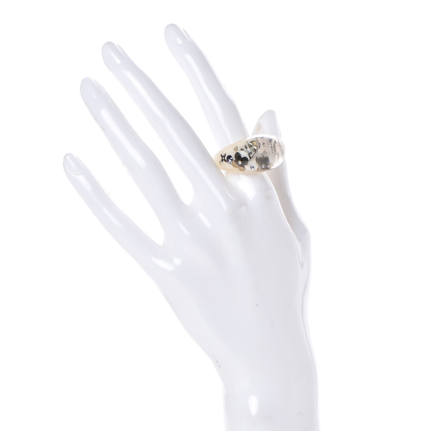Louis Vuitton Resin Swarovski Crystal Inclusion Ring 6.5 White 2 of 7