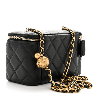 Chanel Lambskin Quilted Pearl Crush Small Vanity Case With Chain Black 3 of 13