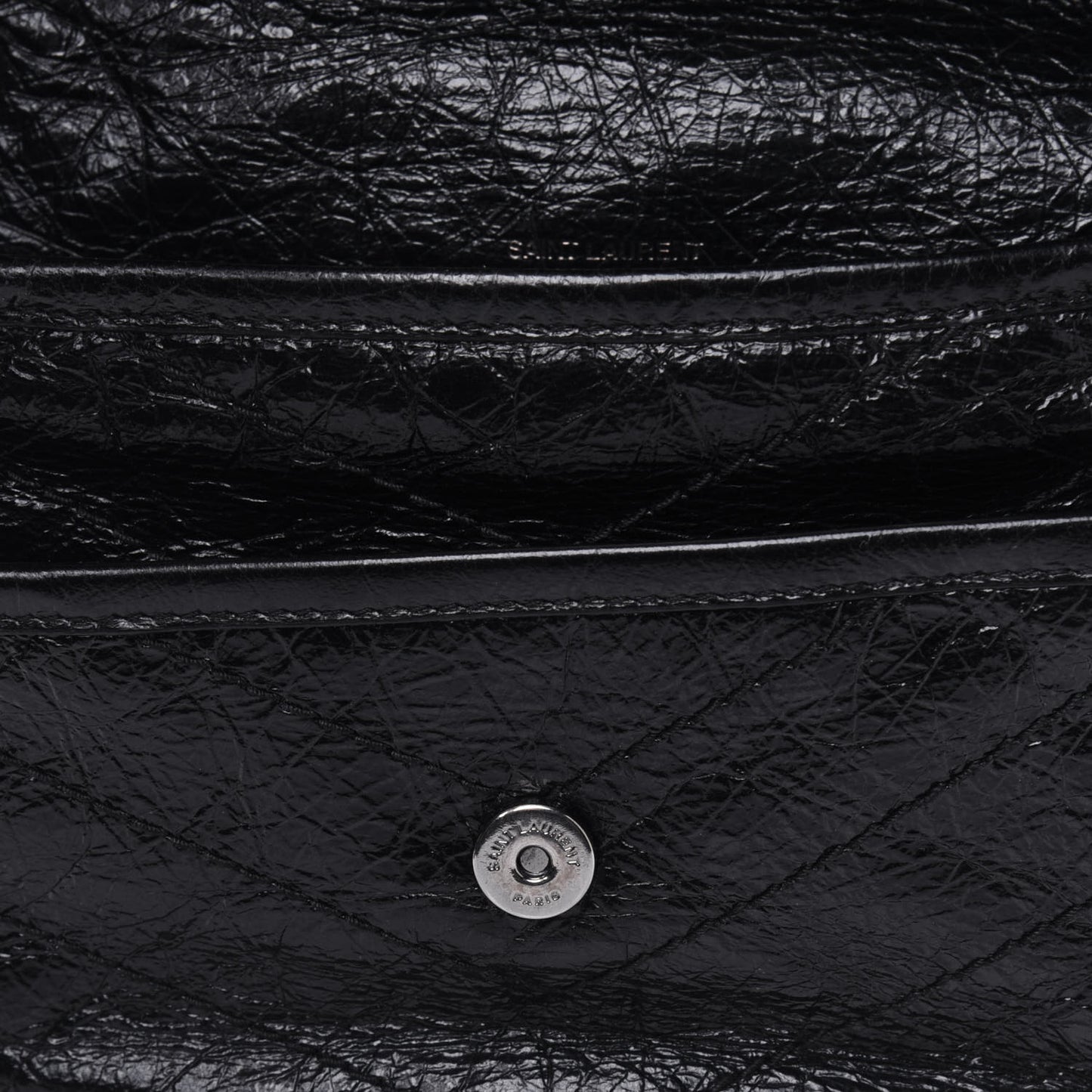 Crinkled Calfskin Matelasse Monogram Baby Niki Chain Satchel Black