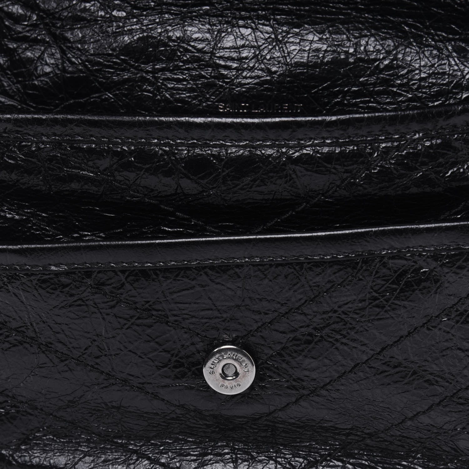 Saint Laurent Crinkled Calfskin Matelasse Monogram Baby Niki Chain Satchel Black 12 of 18