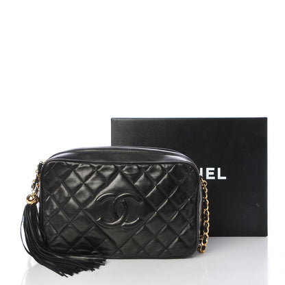 Chanel Lambskin Quilted CC Tassel Camera Case Black 9 of 9
