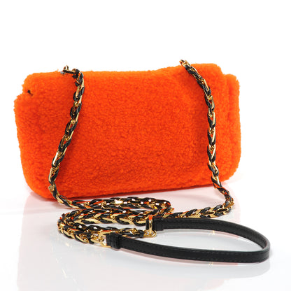 Fendi Shearling Nappa Mini Be Baguette Shoulder Bag Arancio Black 3 of 9